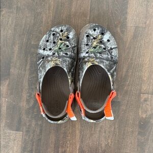 CROCS Gray and Orange Slippers with Comfort Fit